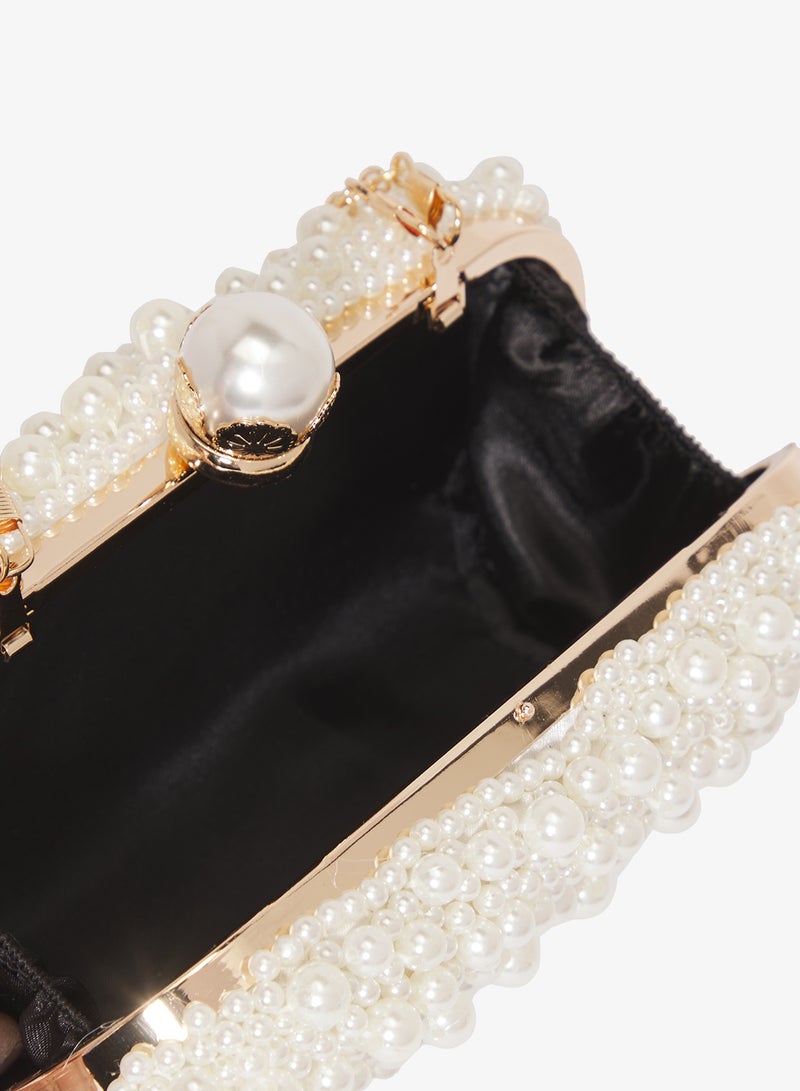 خزانة حقيبة يد مزينة باللؤلؤ بلمسة ذهبية - Image 4